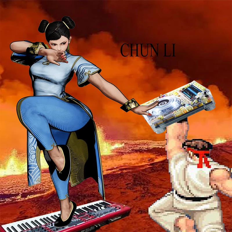 Arte de Chun Li com instrumentos eletrônicos